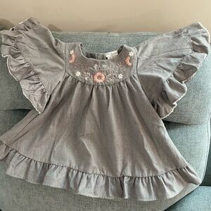 Zara Kids Grey Ruffle Sleeve Top
